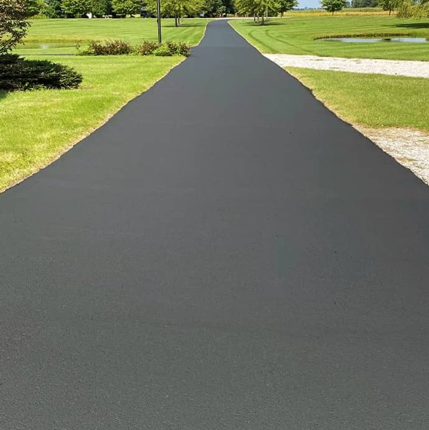 Freshly sealed long driveway in West Liberty, OH